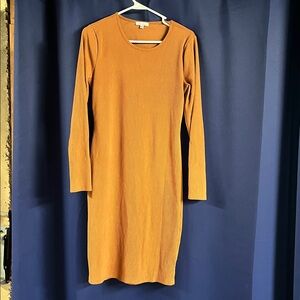 White Birch Rust Long Sleeve Sweater Dress